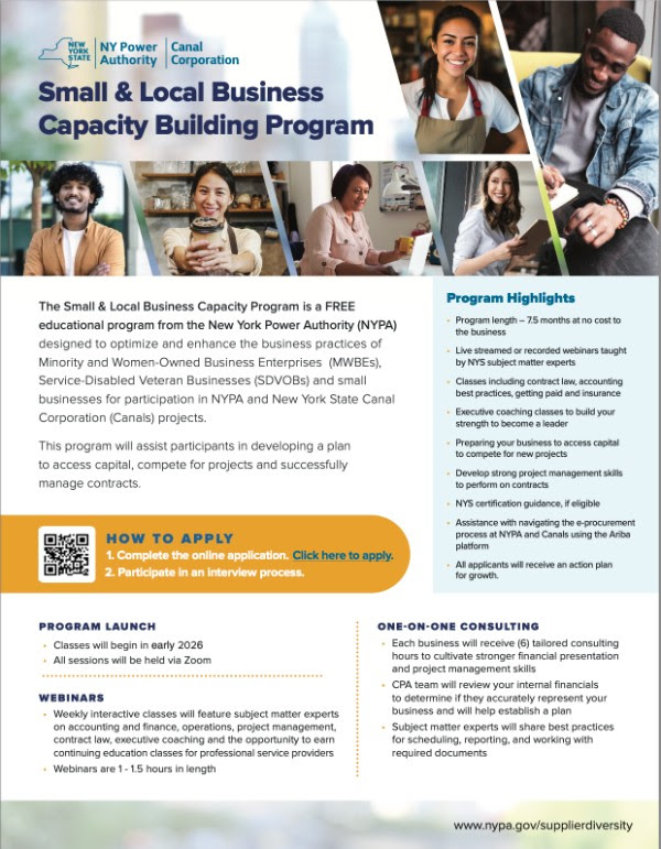 NYPA Small & Local Business Capacity Building Program flyer